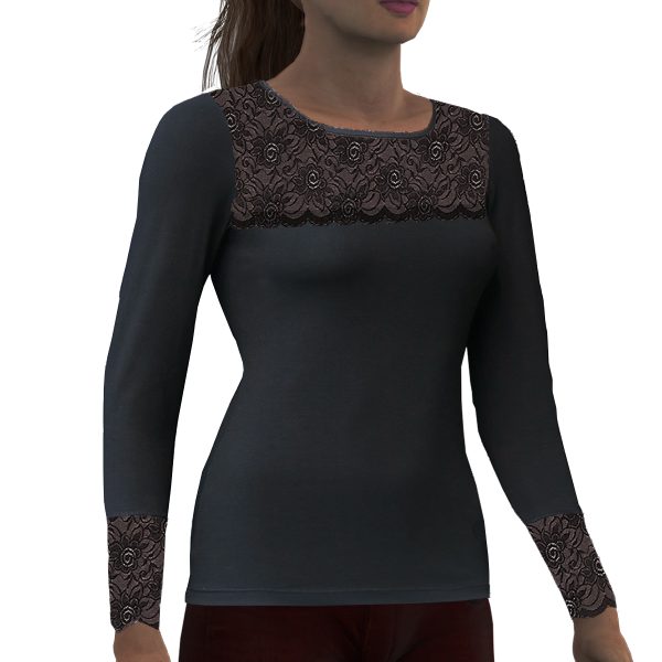 Camiseta de manga Larga con transparencias de lycra