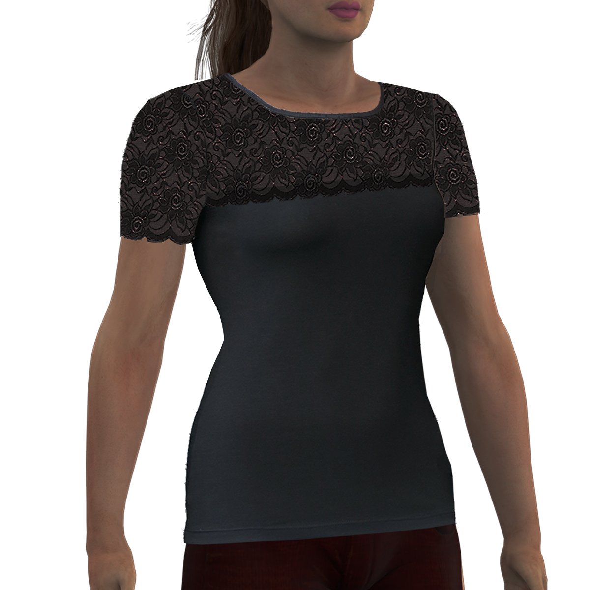 Camiseta de manga corta con transparencias de lycra