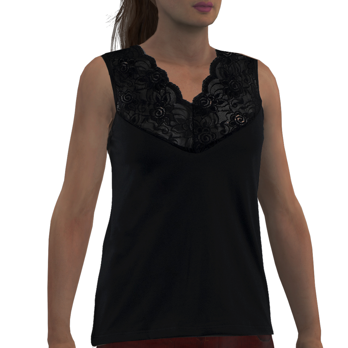 Camiseta sin mangas con transparencias de lycra